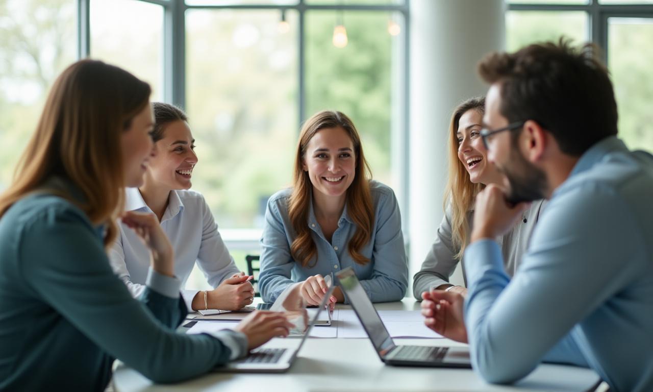 Diverse group of people in discussion, representing financial wellness and growth with technology